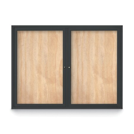 United Visual Products Slim Enclosed Corkboard, 11"x13-1/2", Gold Alum Frame/Buff UVEB1113-GOLD-BUFF